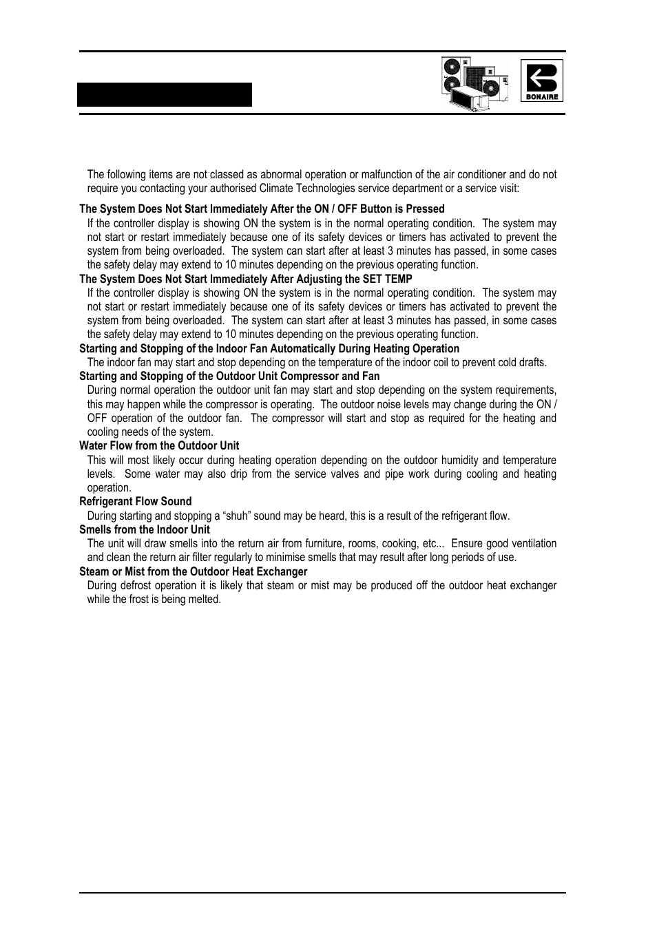 Bonaire Reverse Cycle User Manual | Page 29 / 40