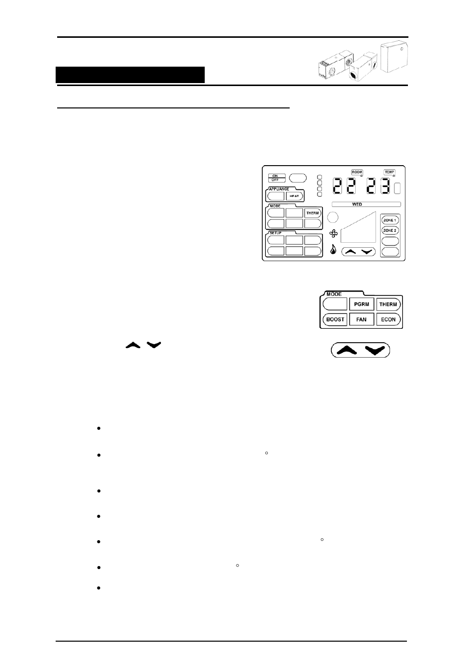 Therm operation (thermostat), Sing, Ouch | Ad with, Ucted, Entral, Eating, Ducted gas central heating | Bonaire Touchpad User Manual | Page 15 / 60
