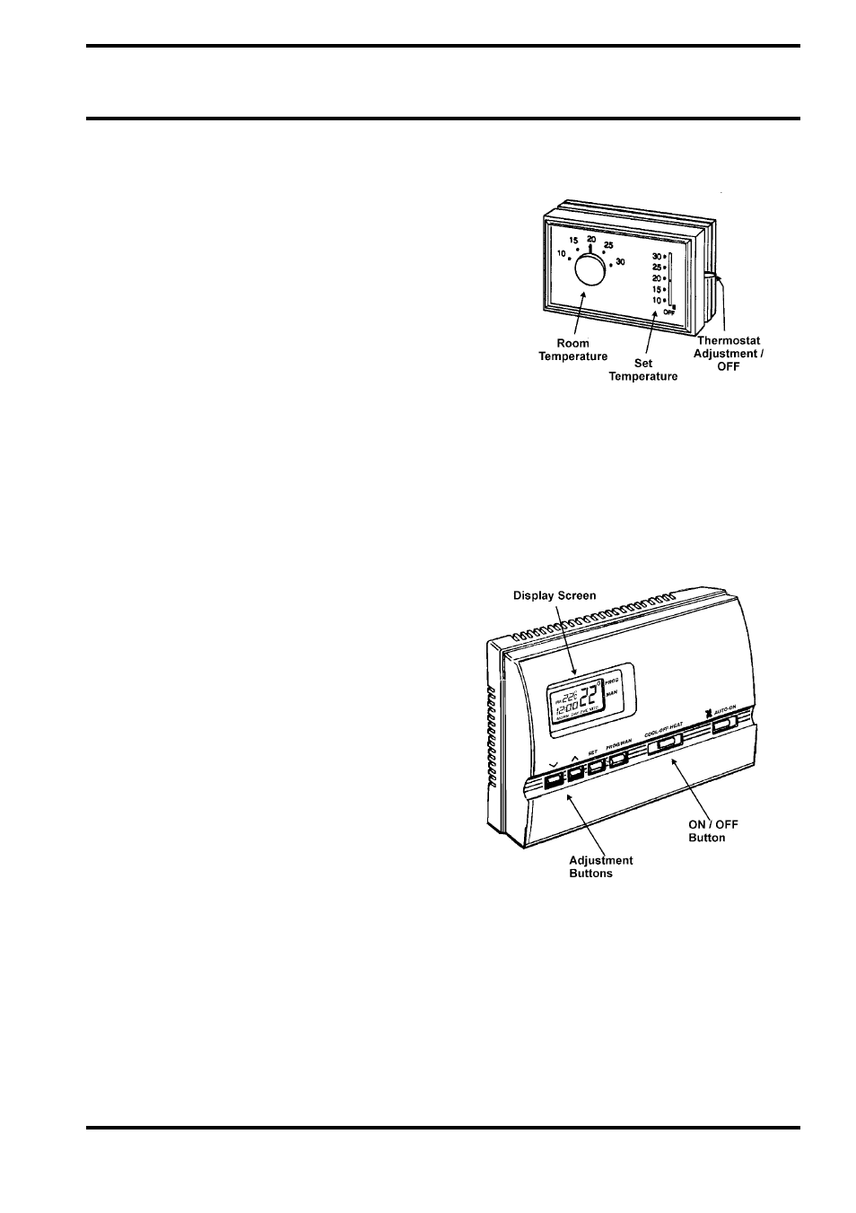 Manual wall thermostat - white rodgers, Electronic wall thermostat – 9600 robert shaw, Manual wall control - white rodgers | Electronic – 9600 robert shaw, Owner’s manual | Bonaire 3 Star Mid Efficiency User Manual | Page 7 / 12