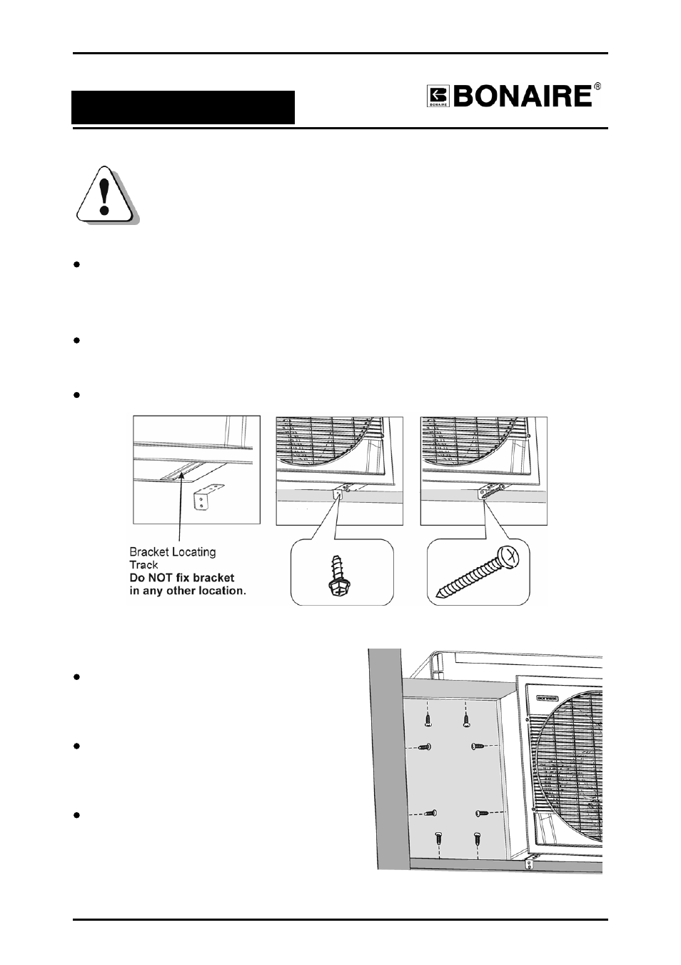 Installation, Internal fixing of the unit | Bonaire Durango Window Cooler User Manual | Page 9 / 24