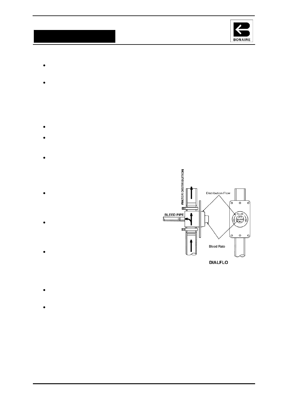 Commissioning, Water levels, Bleed-off rate | Distribution flow, Ommissioning | Bonaire B Series Light Commercial User Manual | Page 16 / 28
