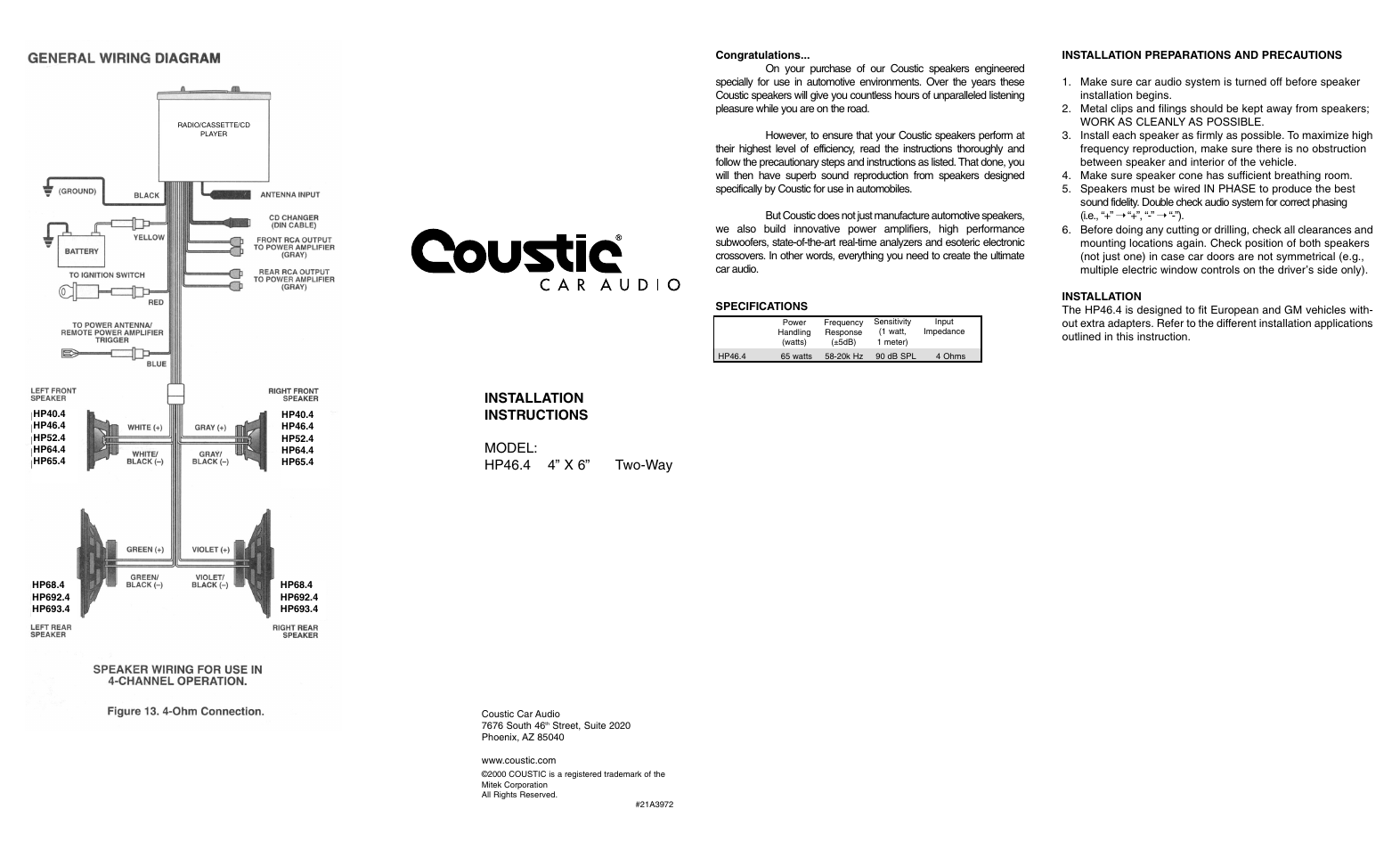 Coustic HP46.4 User Manual | Page 2 / 2