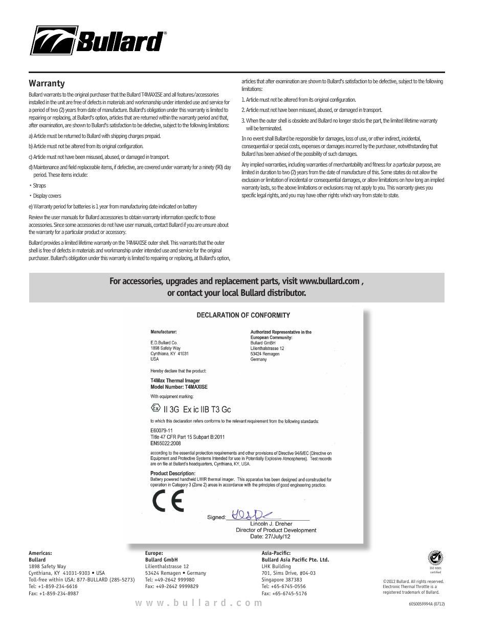 Bullard T4MAXISE User Manual | Page 4 / 4