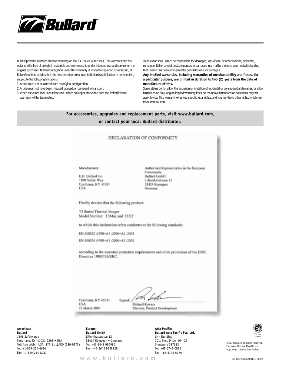 Bullard T3 Series User Manual | Page 4 / 4