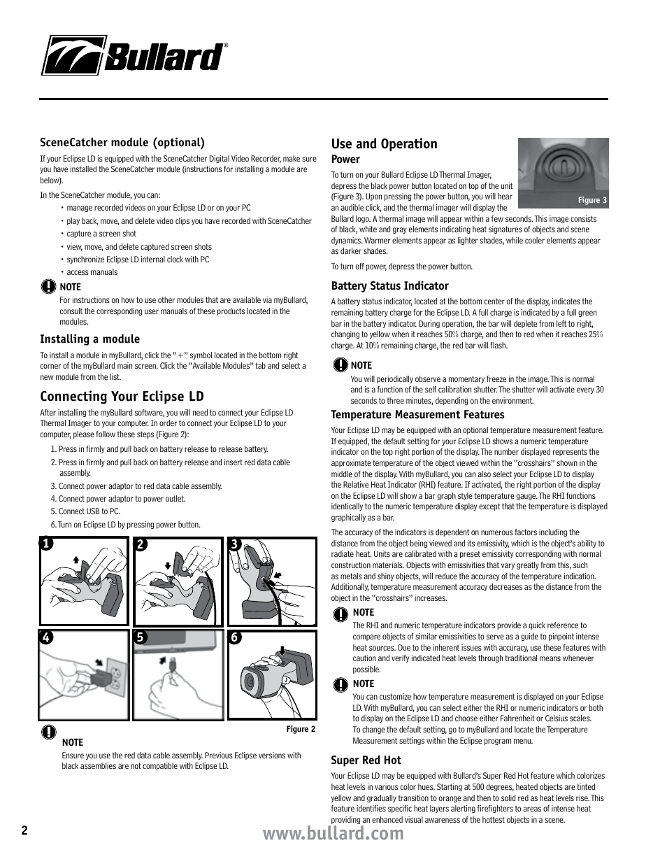 Connecting your eclipse ld, Use and operation | Bullard Eclipse LD User Manual | Page 2 / 5