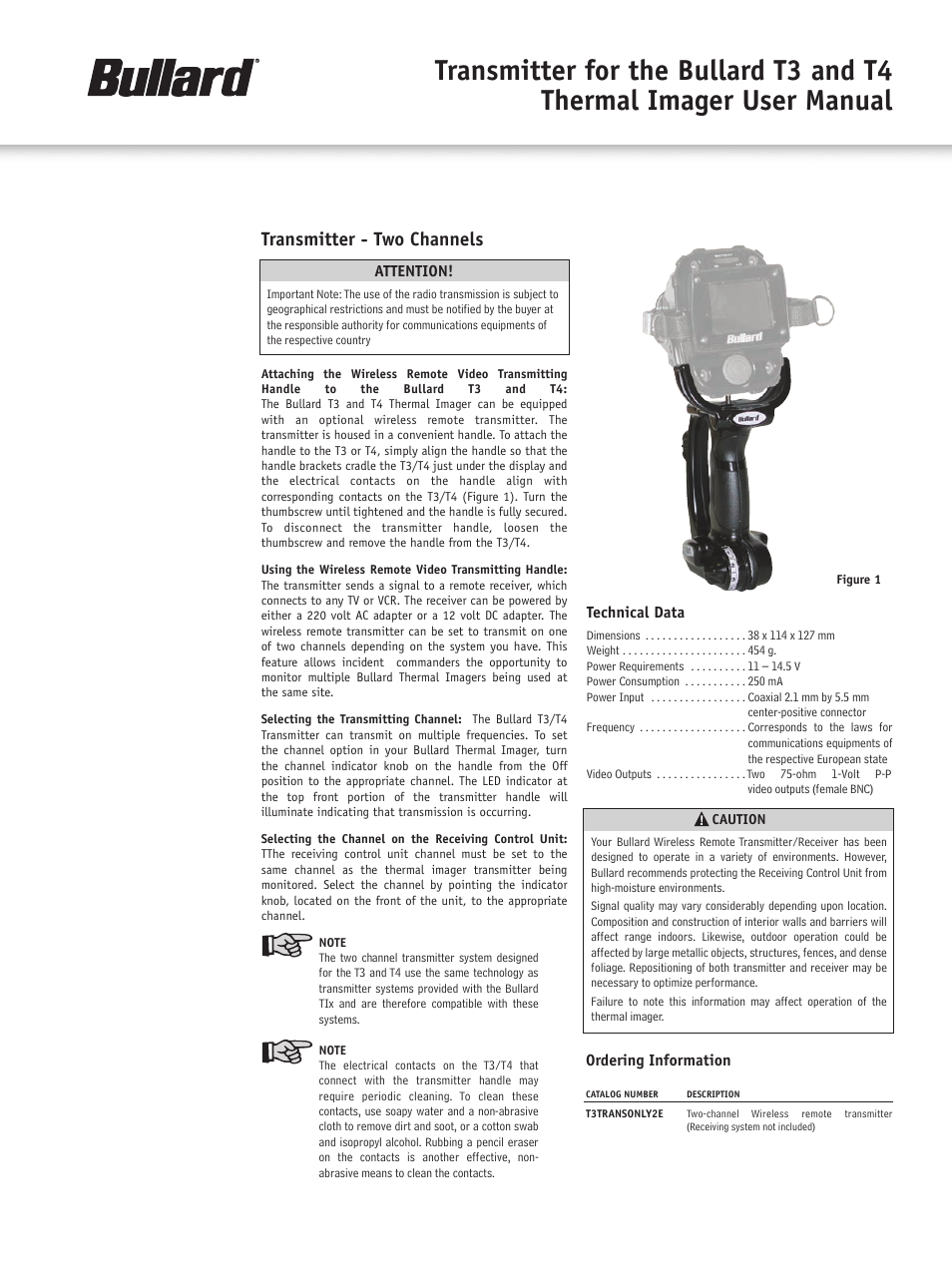 Bullard T4 Transmitter User Manual | 2 pages