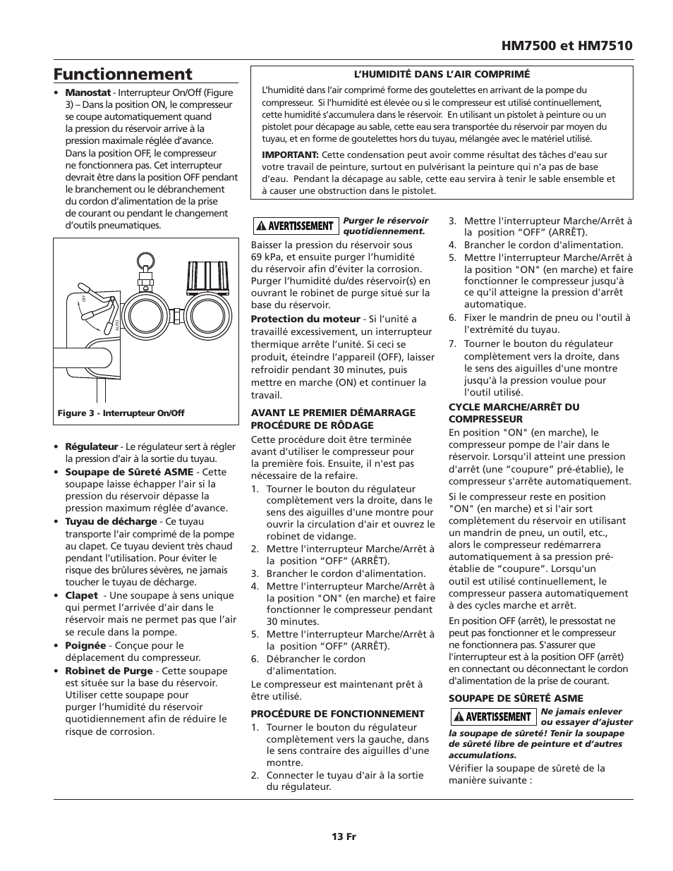 Functionnement | Campbell Hausfeld IN628602AV User Manual | Page 13 / 24