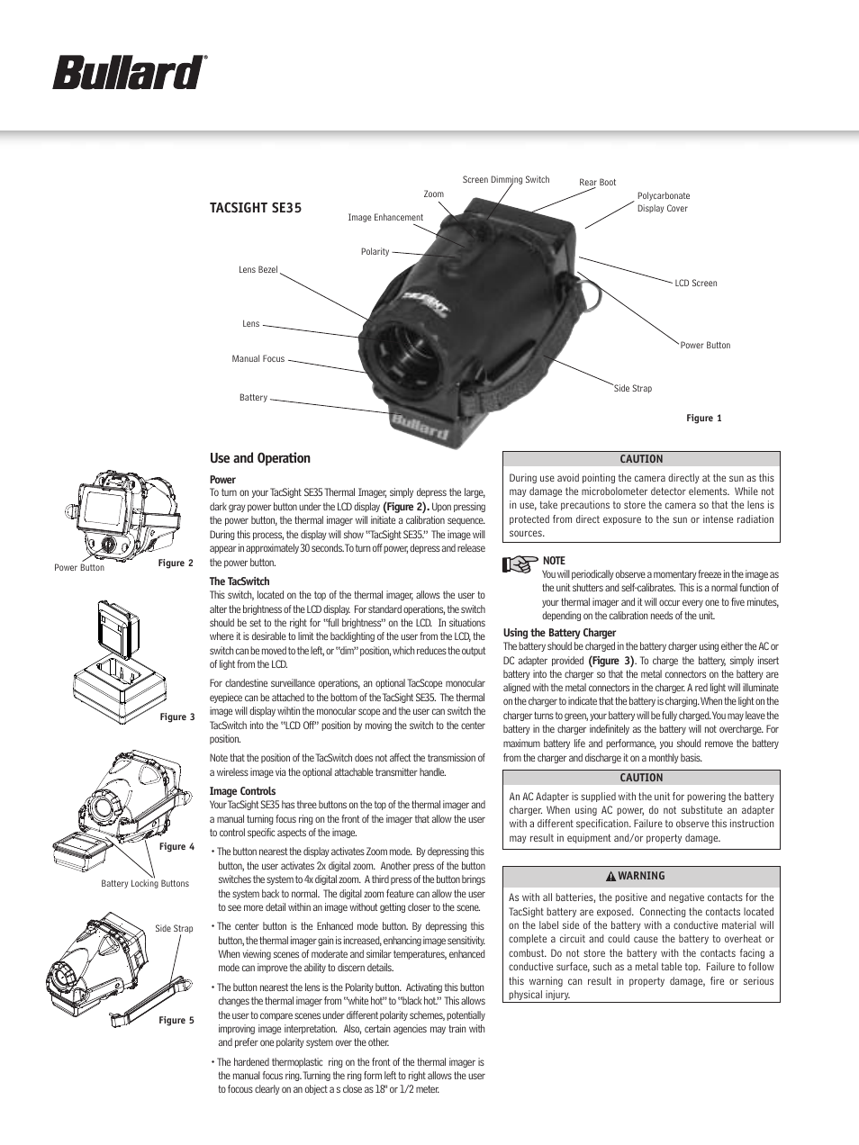 Use and operation, Tacsight se35 | Bullard SE35 User Manual | Page 2 / 4