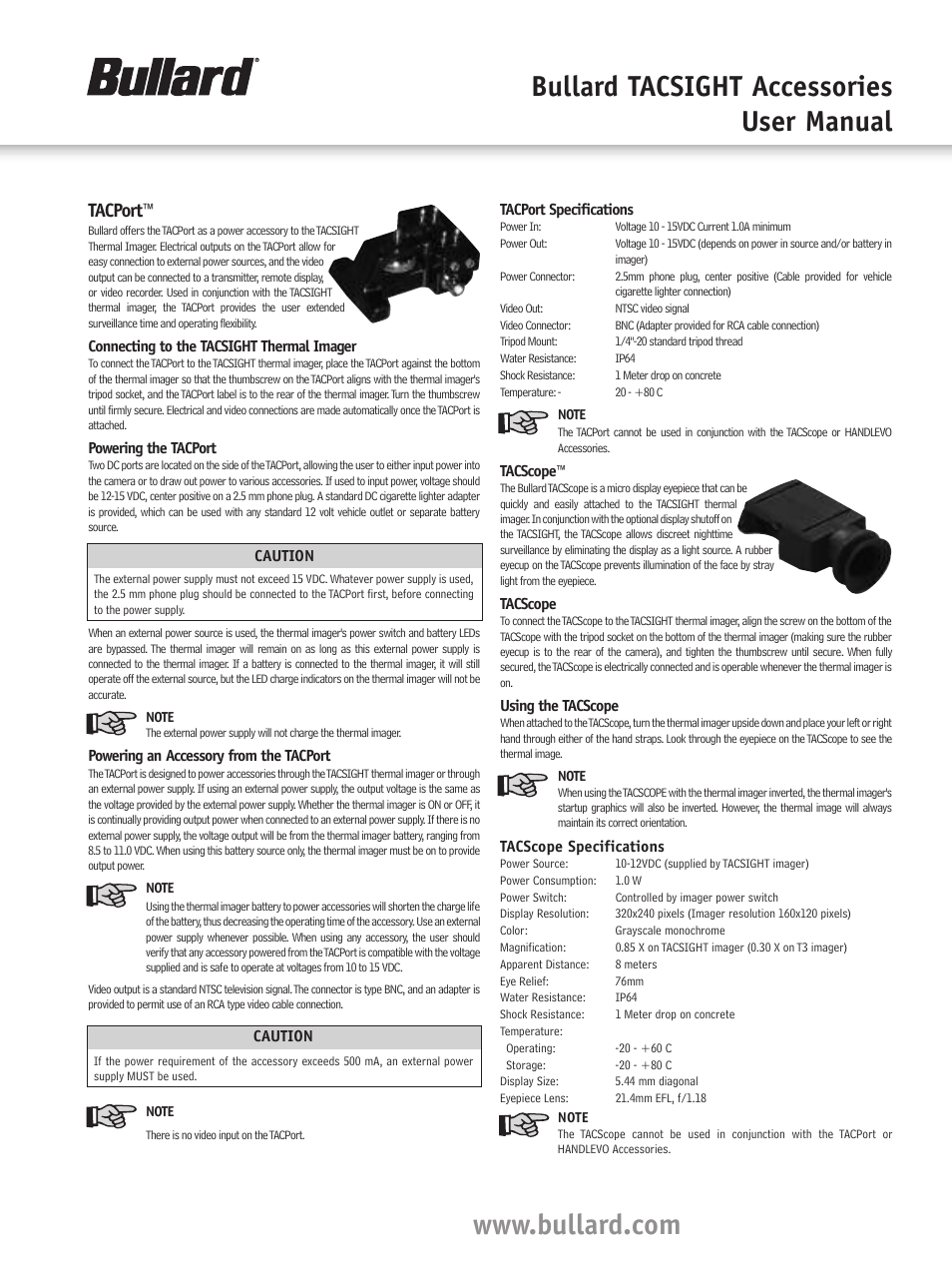 Bullard Tacsight User Manual | 2 pages