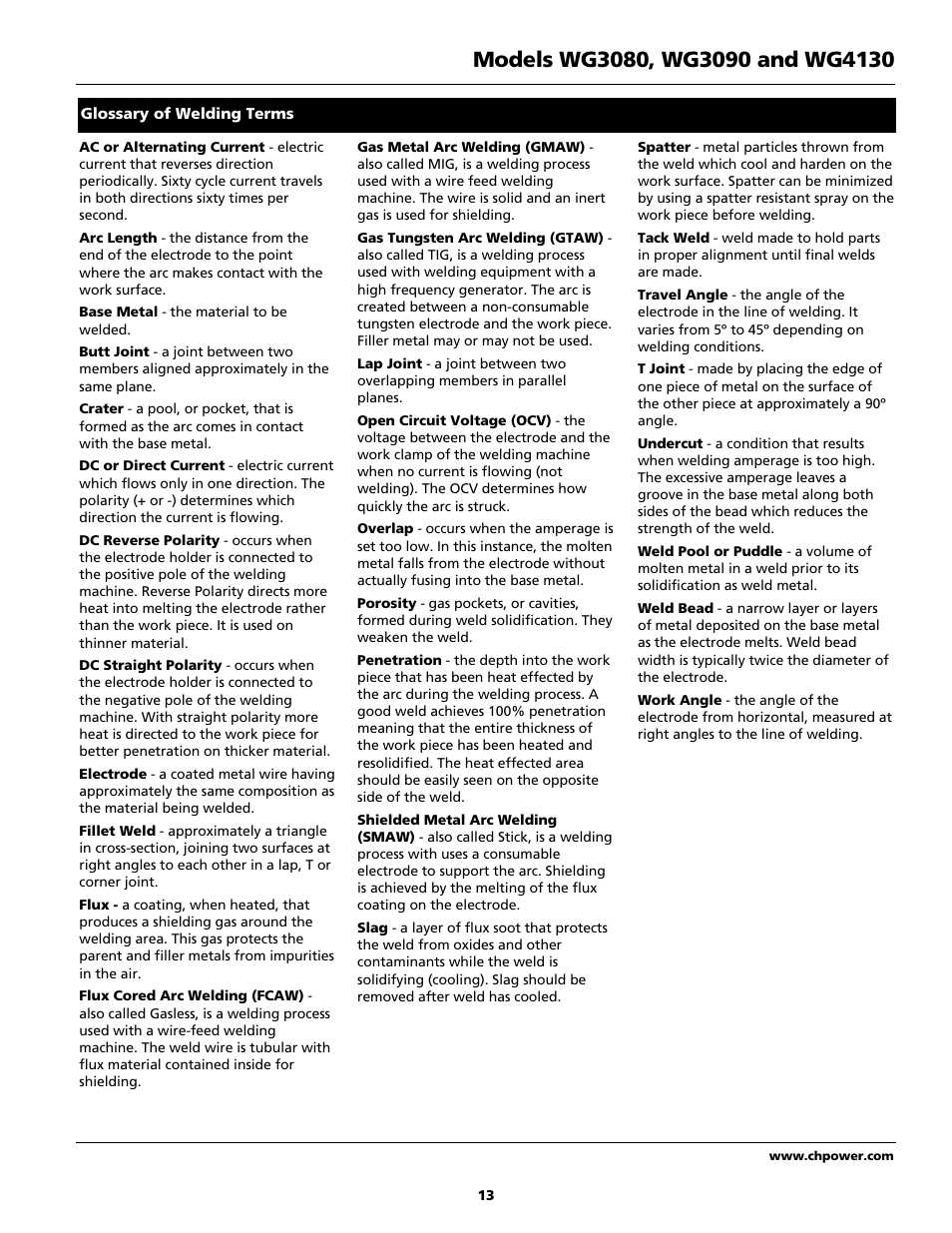 Campbell Hausfeld WG4130 User Manual | Page 13 / 44