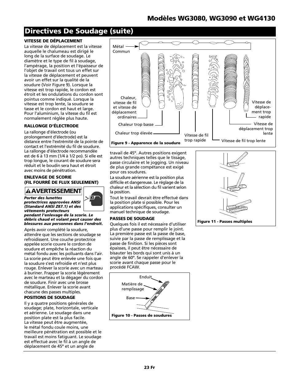 Directives de soudage (suite) | Campbell Hausfeld WG4130 User Manual | Page 23 / 44