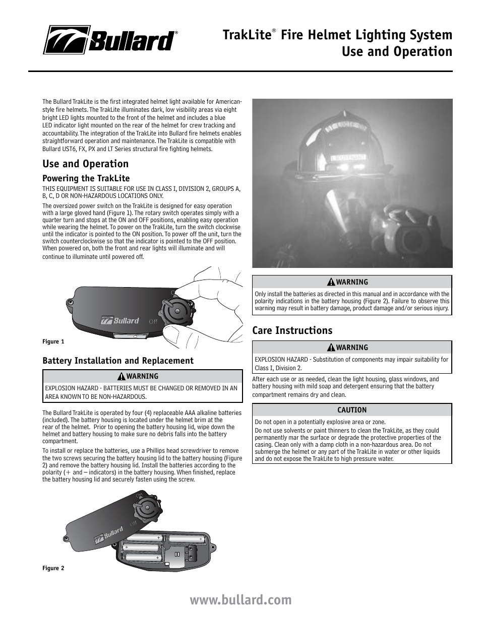 Bullard TrakLite User Manual | 2 pages