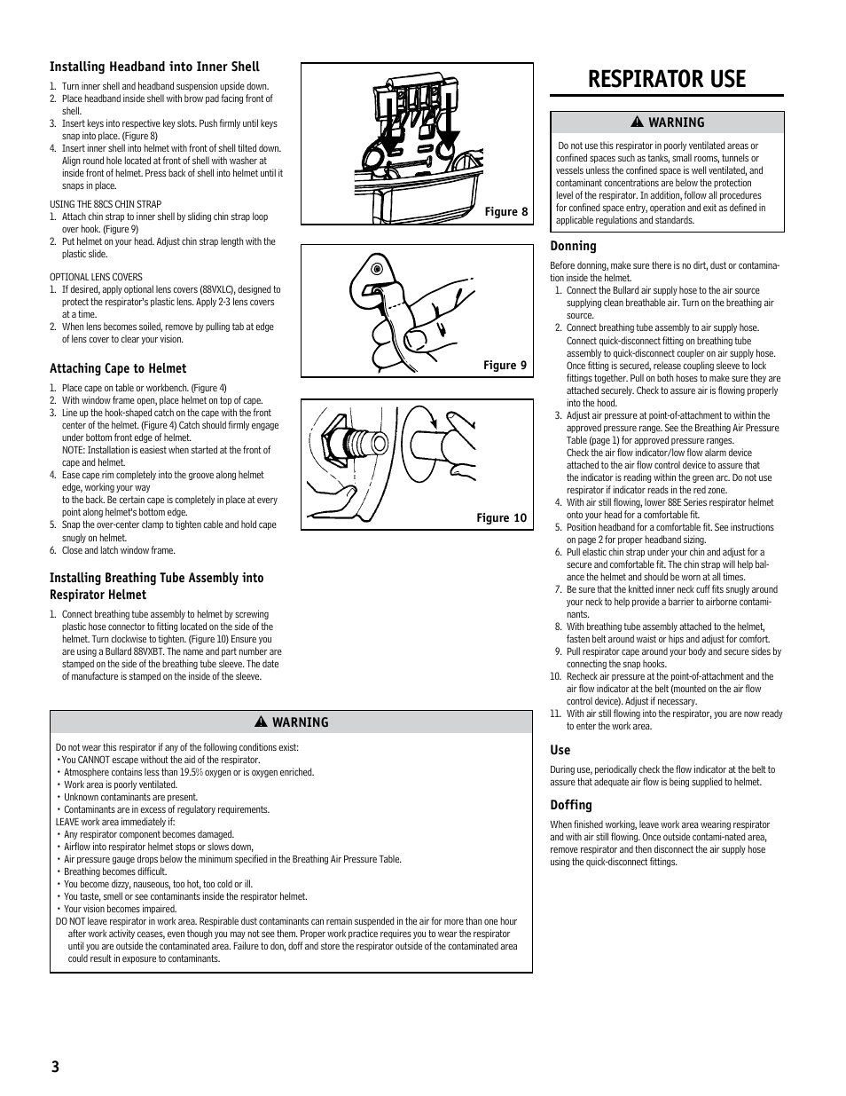 Respirator use | Bullard 88E User Manual | Page 4 / 24