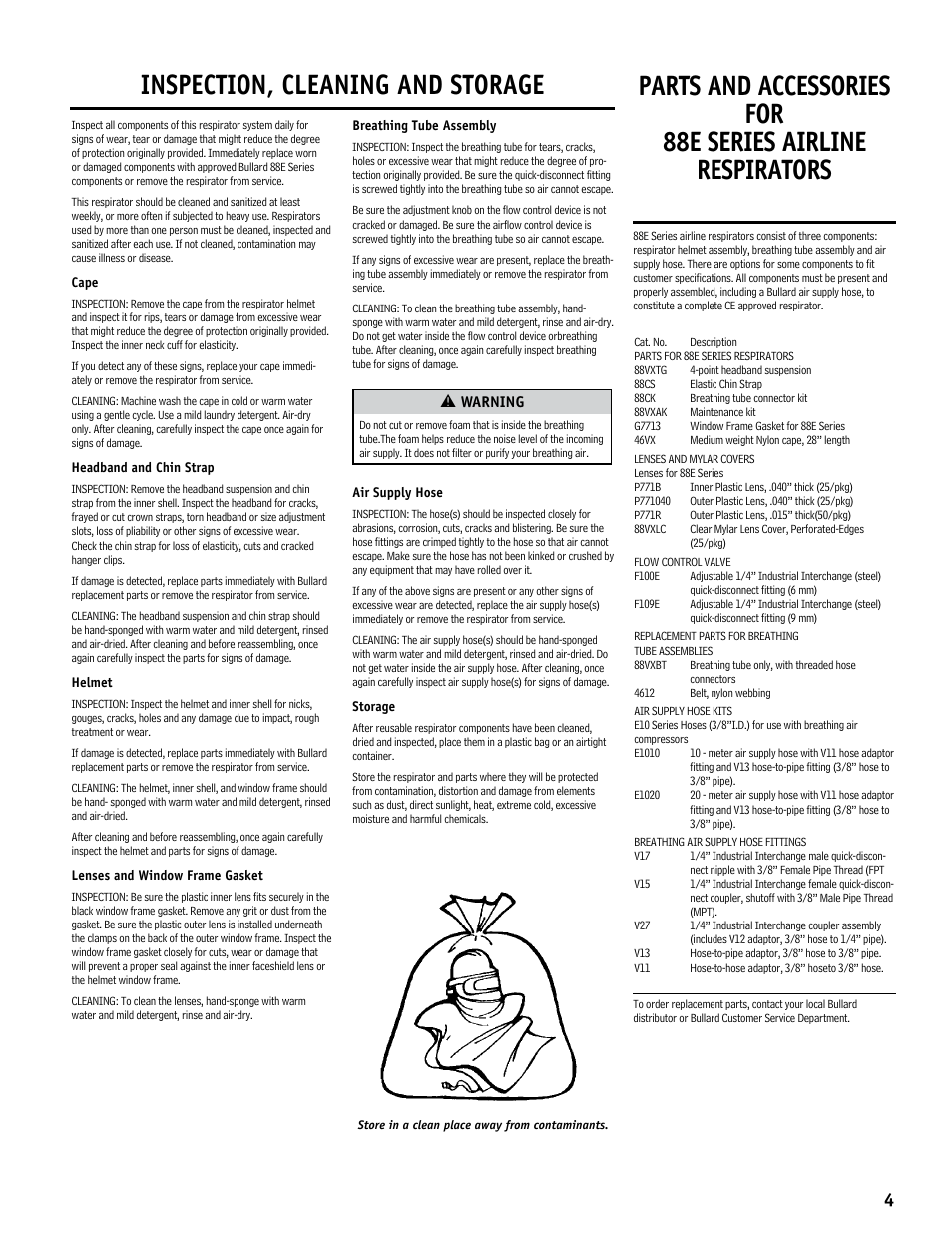 Inspection, cleaning and storage | Bullard 88E User Manual | Page 5 / 24