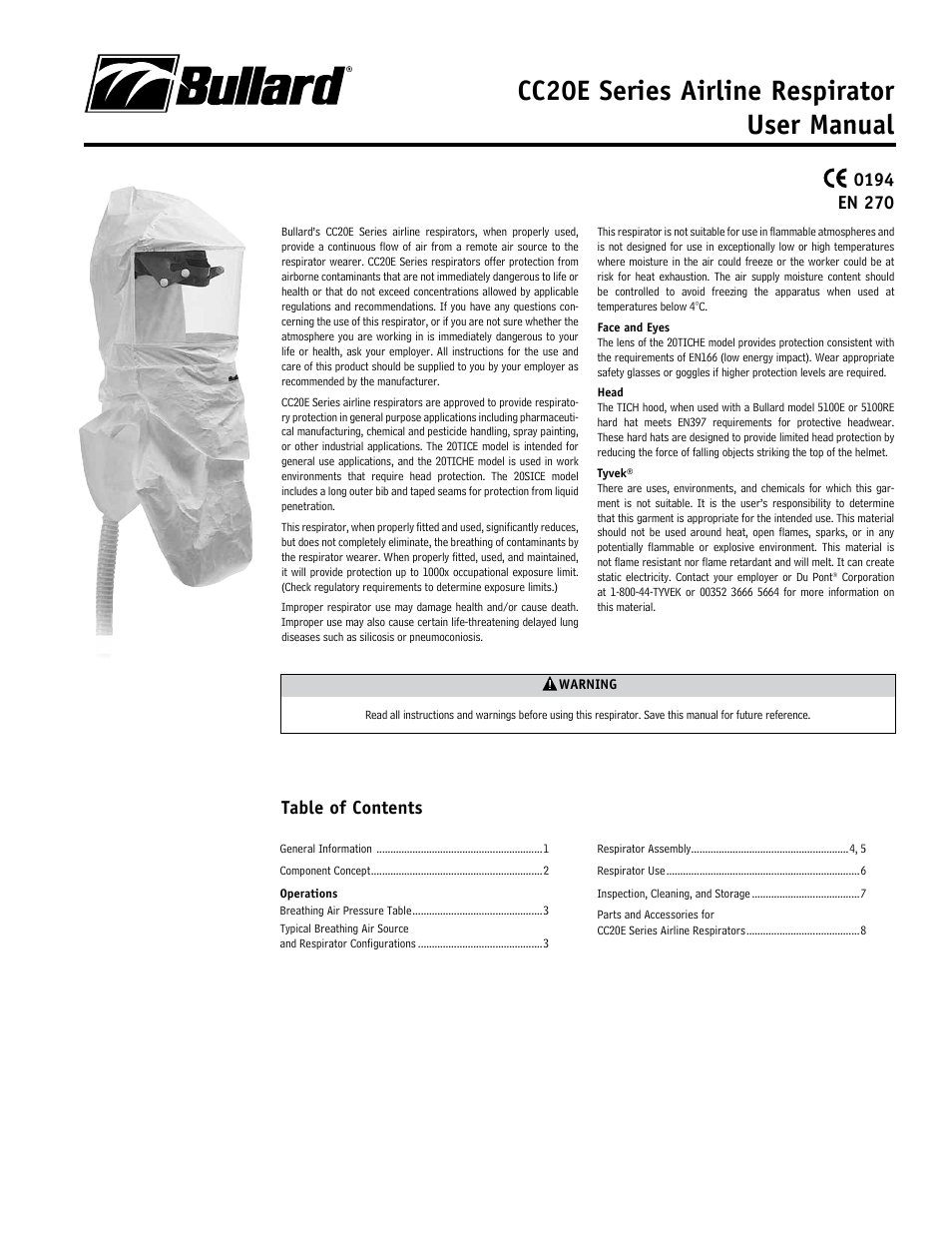 Bullard CC20E User Manual | 8 pages