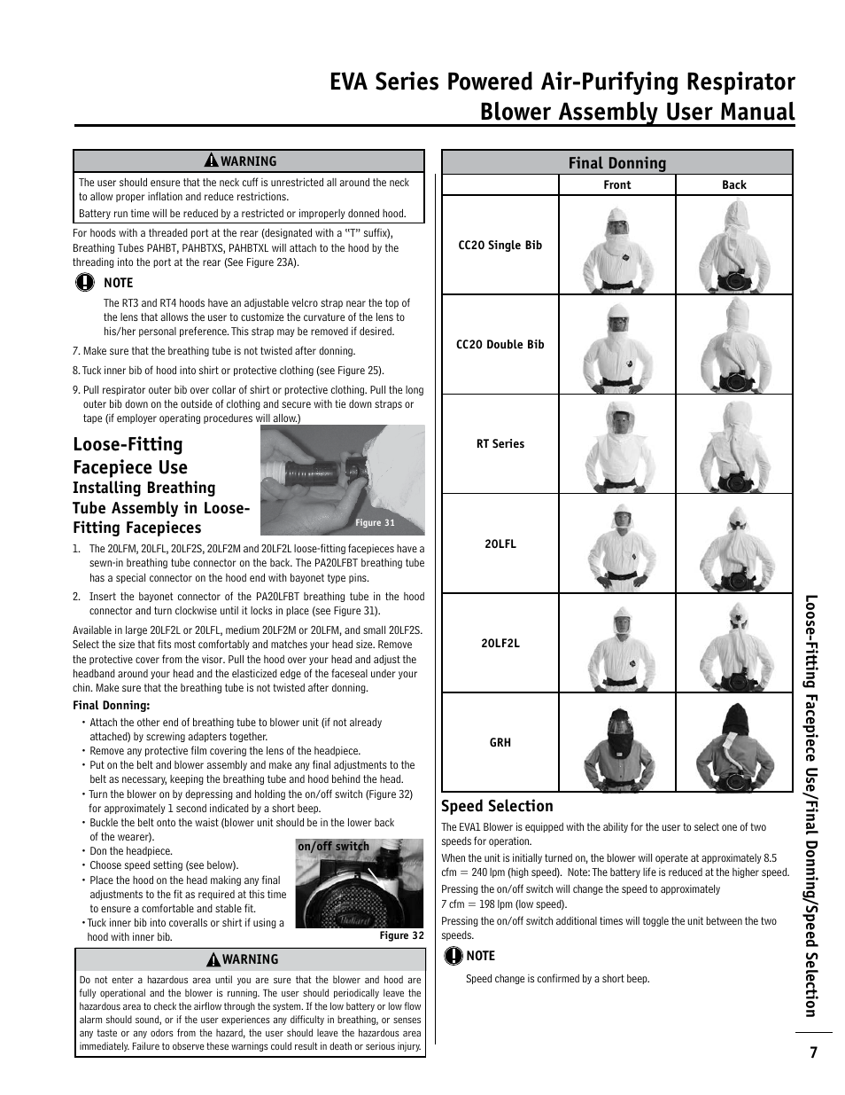 Loose-fitting facepiece use | Bullard EVA User Manual | Page 7 / 12