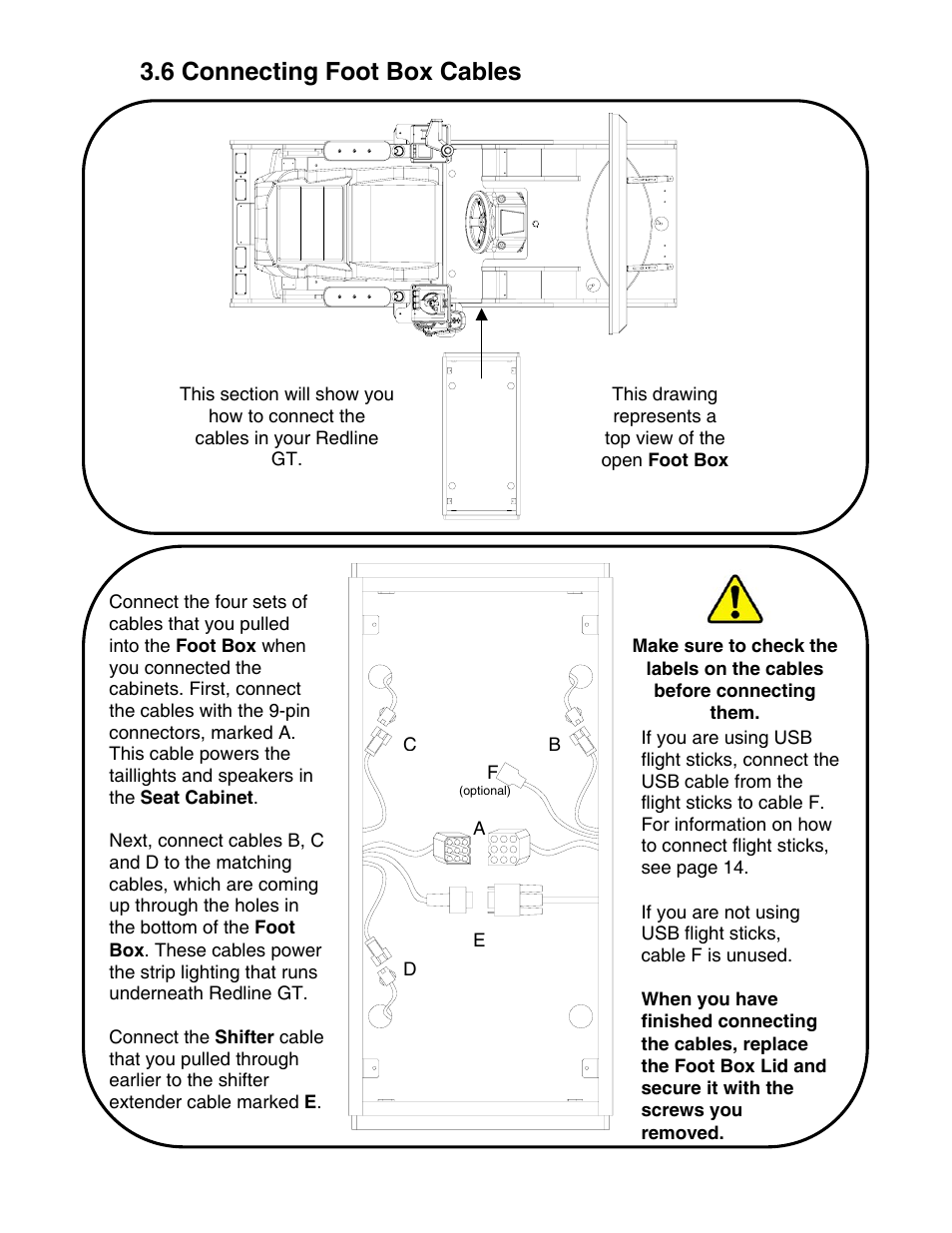 6 connecting foot box cables | Chicago Gaming Redline GT User Manual | Page 17 / 40