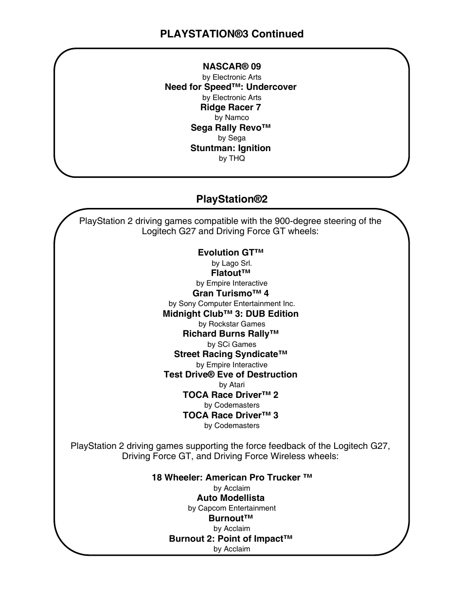 Playstation®3 continued, Playstation®2 | Chicago Gaming Redline GT User Manual | Page 24 / 40