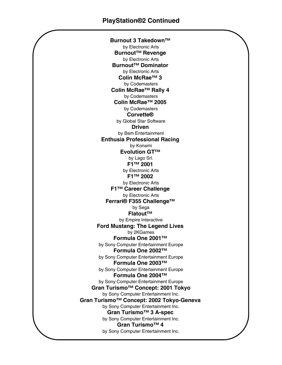 Playstation®2 continued | Chicago Gaming Redline GT User Manual | Page 25 / 40