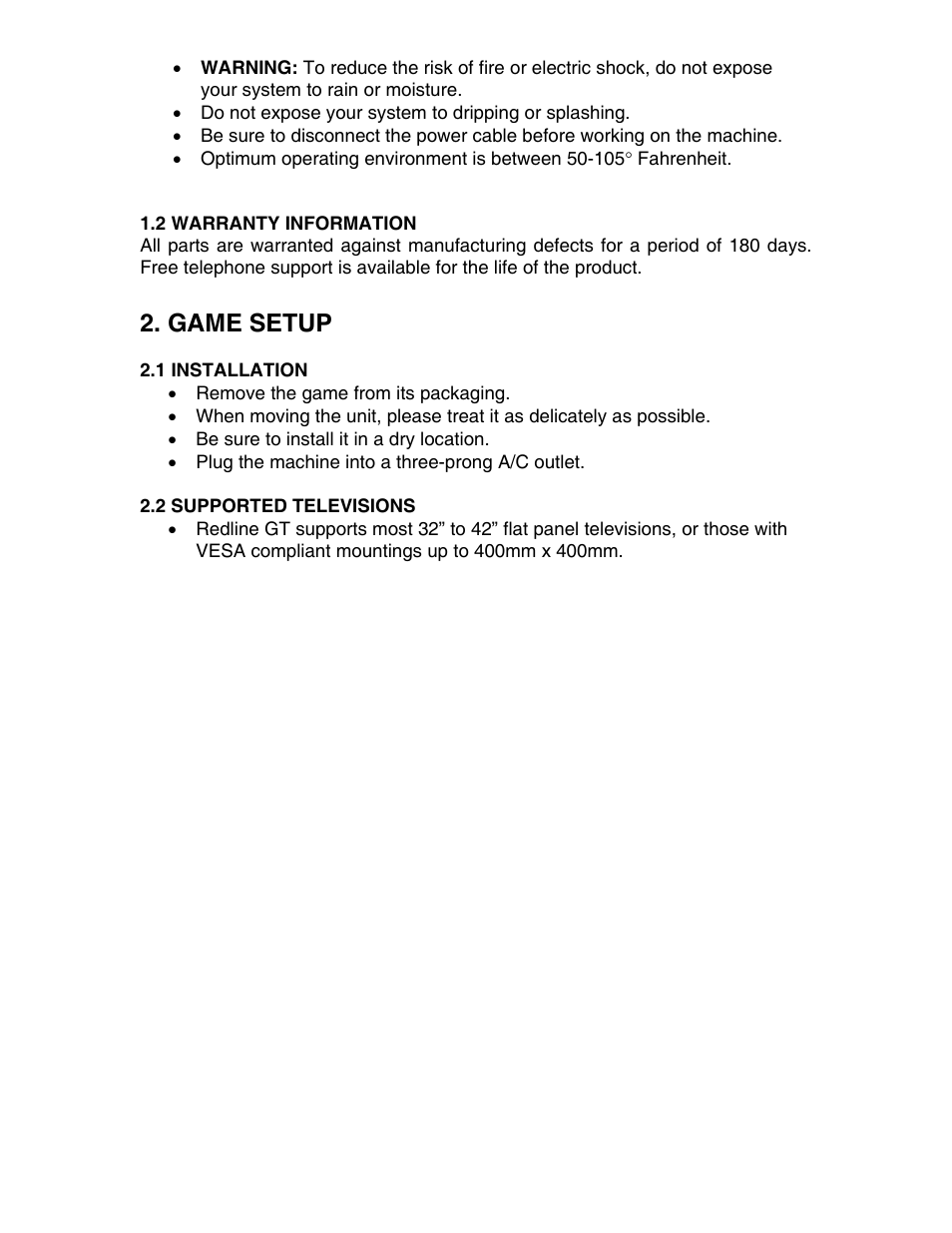Game setup | Chicago Gaming Redline GT User Manual | Page 3 / 40