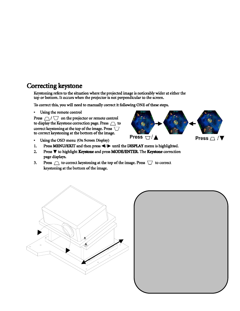 Aligning the projector | Chicago Gaming Galactix User Manual | Page 4 / 53