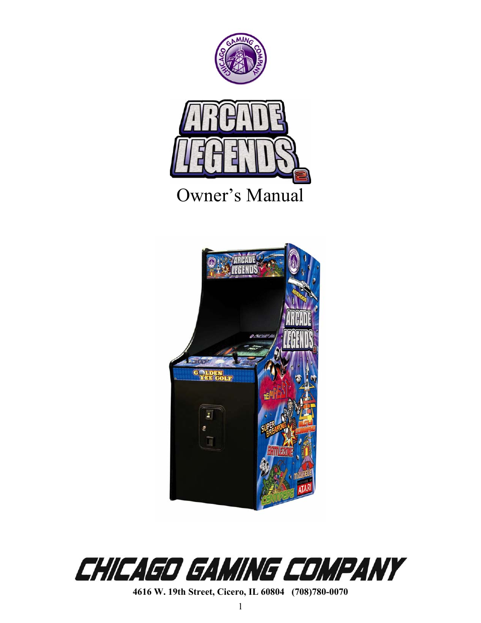 Chicago Gaming Arcade Legends 2 User Manual | 11 pages
