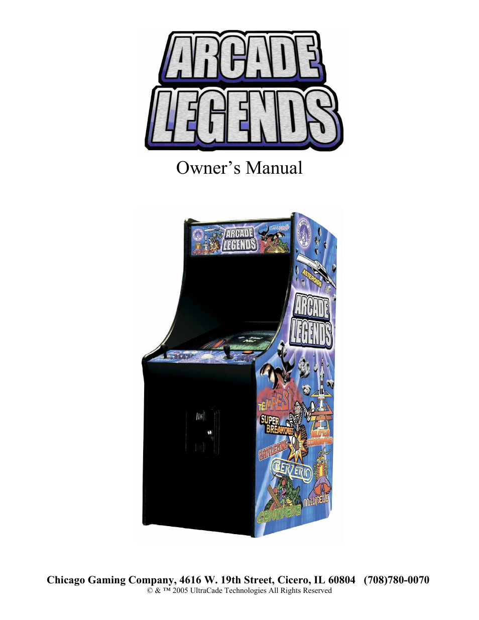 Chicago Gaming Arcade Legends User Manual | 14 pages