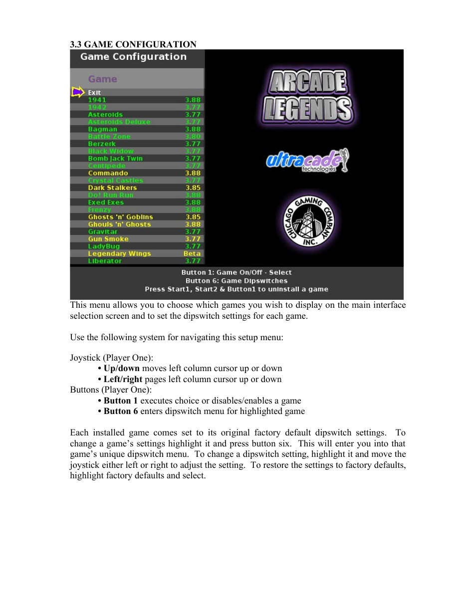 Chicago Gaming Arcade Legends User Manual | Page 5 / 14