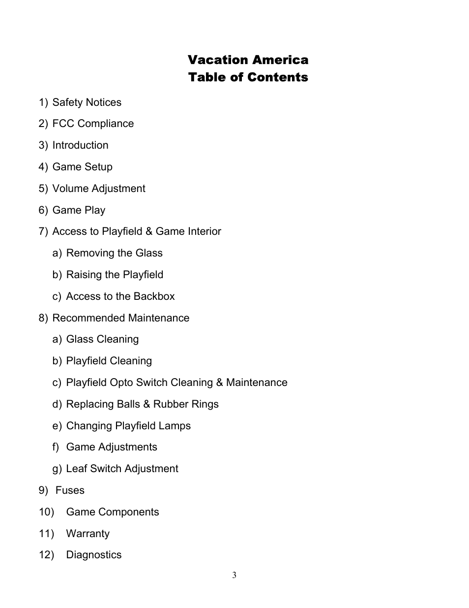 Chicago Gaming Vacation Pinball User Manual | Page 3 / 27