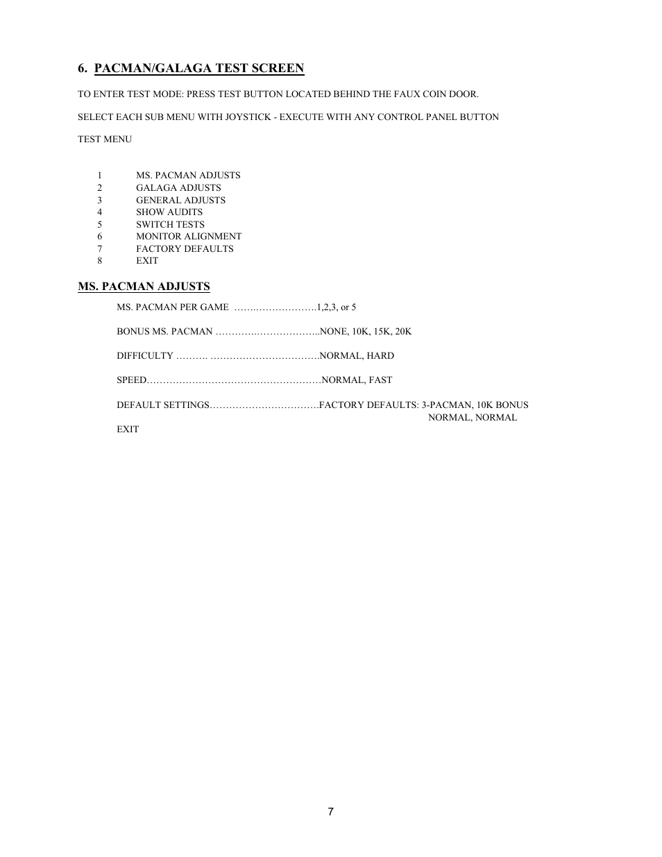 Chicago Gaming Ms Pac-Man/Galaga User Manual | Page 7 / 12