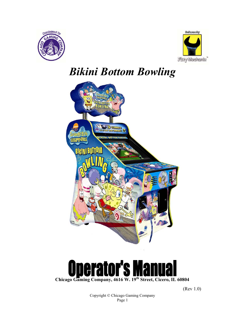 Chicago Gaming Bikini Bottom Bowling User Manual | 42 pages