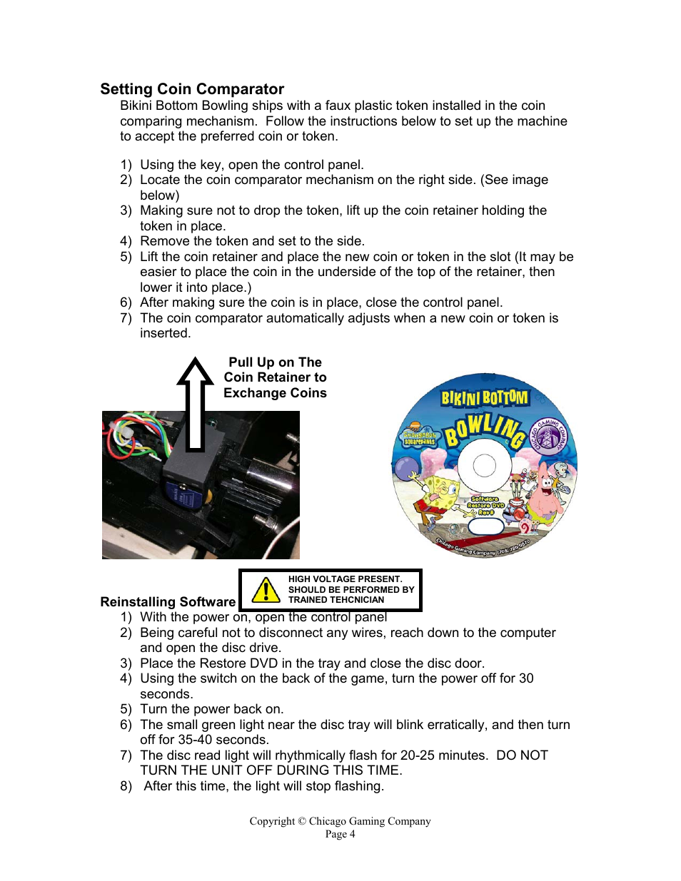 Setting coin comparator | Chicago Gaming Bikini Bottom Bowling User Manual | Page 4 / 42