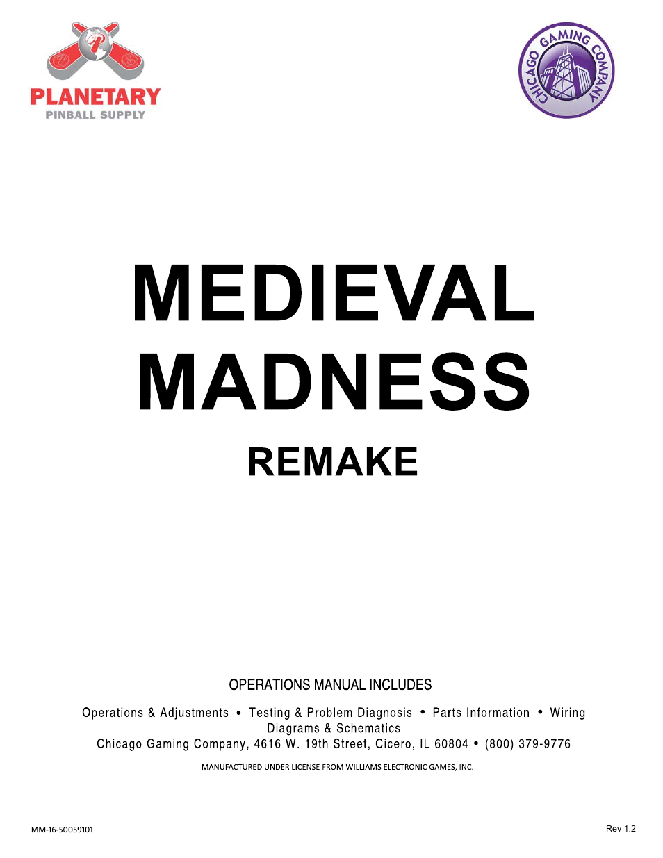 Chicago Gaming Medieval Madness Remake User Manual | 146 pages