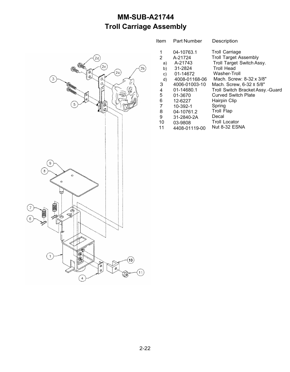 Troll carriage assembly | Chicago Gaming Medieval Madness Remake User Manual | Page 105 / 146