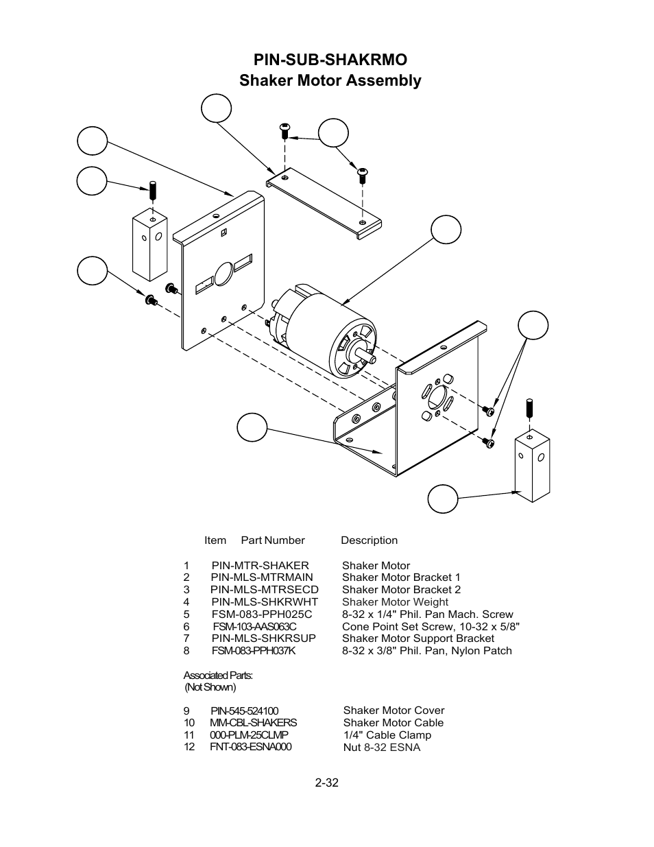 Shaker motor assembly, Pin-sub-shakrmo shaker motor assembly | Chicago Gaming Medieval Madness Remake User Manual | Page 115 / 146