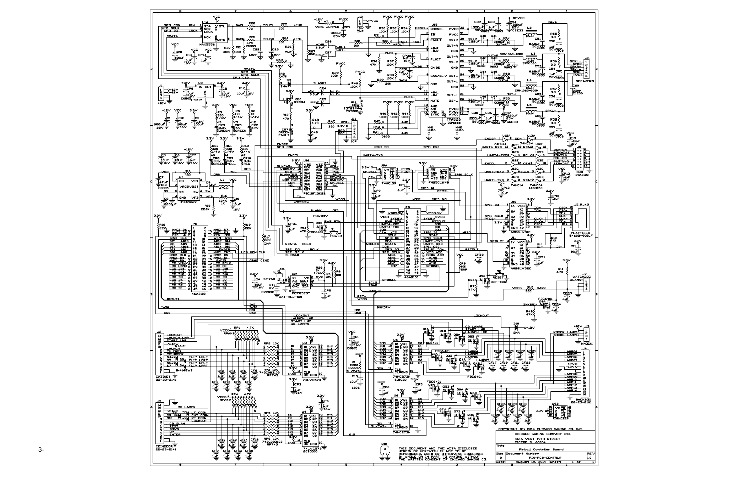Controller board schematic | Chicago Gaming Medieval Madness Remake User Manual | Page 140 / 146