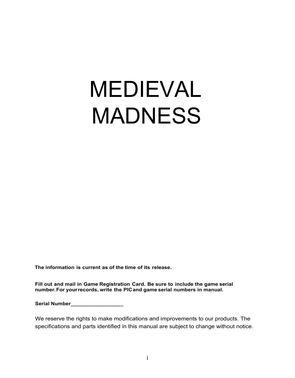 Medieval madness | Chicago Gaming Medieval Madness Remake User Manual | Page 5 / 146