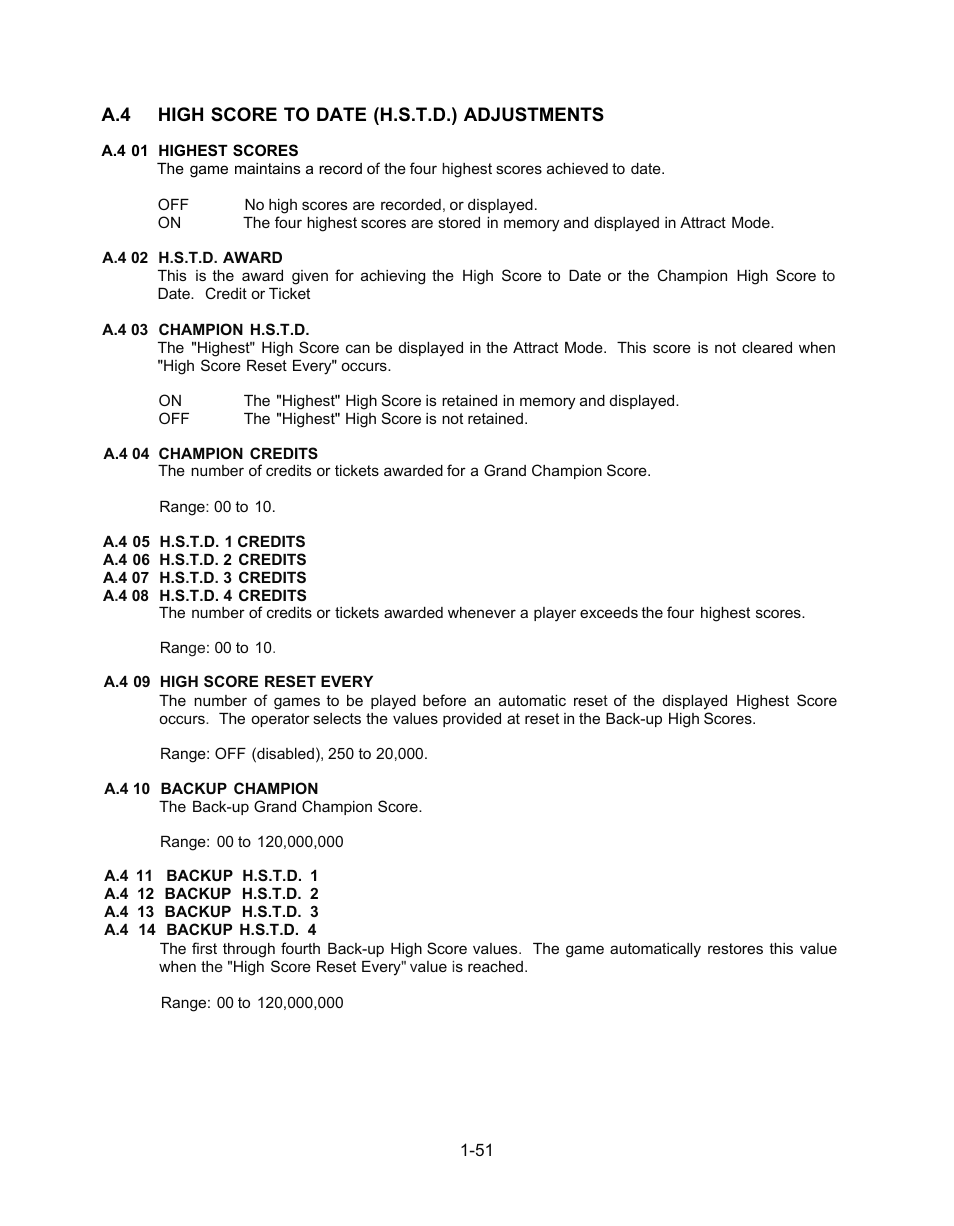 High score adjustments | Chicago Gaming Medieval Madness Remake User Manual | Page 75 / 146