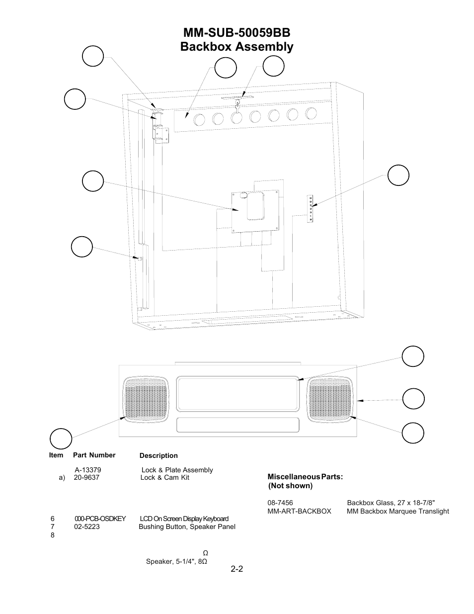 Backbox assembly | Chicago Gaming Medieval Madness Remake User Manual | Page 85 / 146