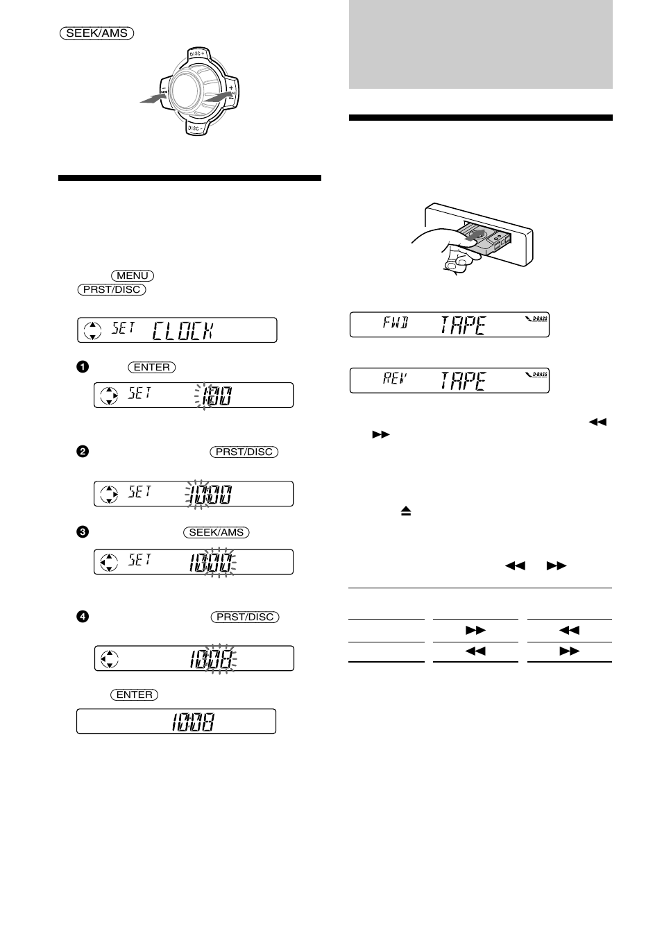 Cassette player, Listening to a tape, Setting the clock | Sony XR-C2300R User Manual | Page 7 / 112