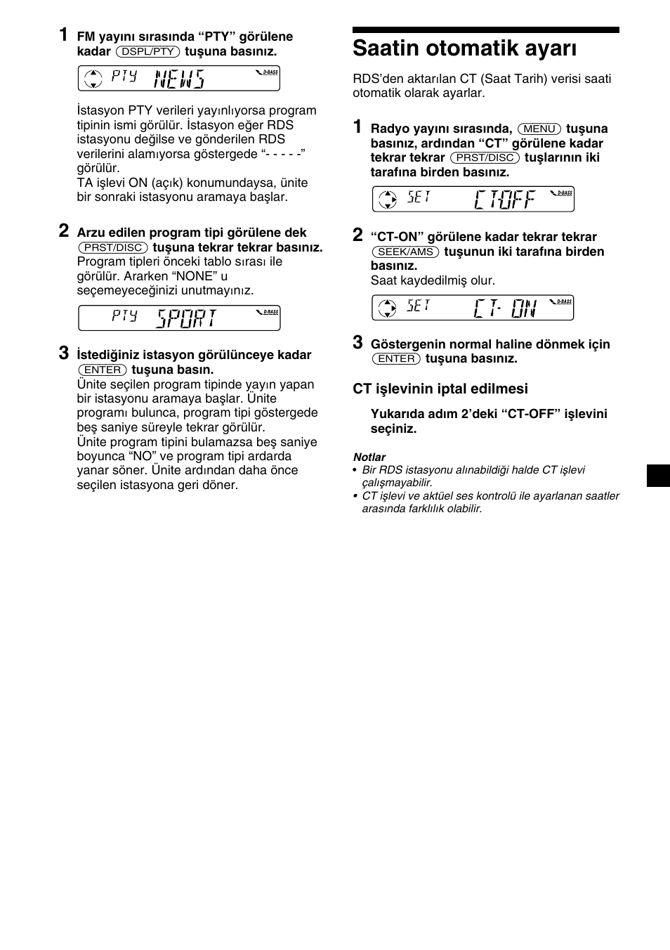 Saatin otomatik ayarı | Sony XR-C2300R User Manual | Page 81 / 112