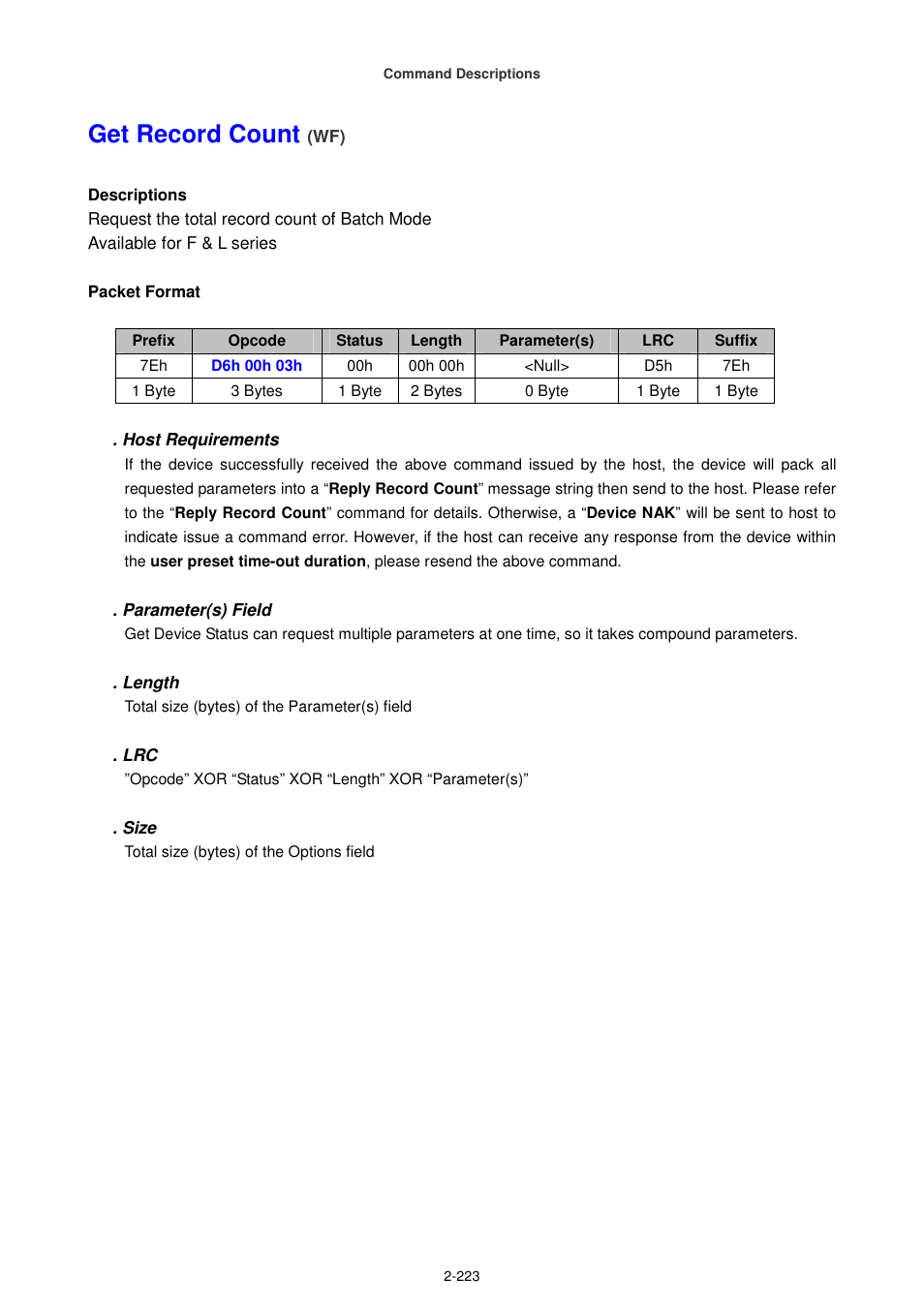Get record count | Cino FA470 User Manual | Page 238 / 251