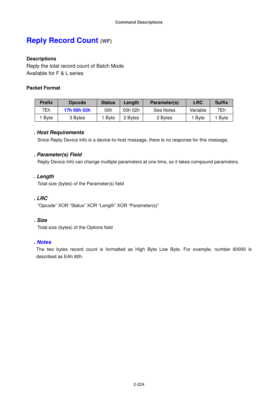 Reply record count | Cino FA470 User Manual | Page 239 / 251