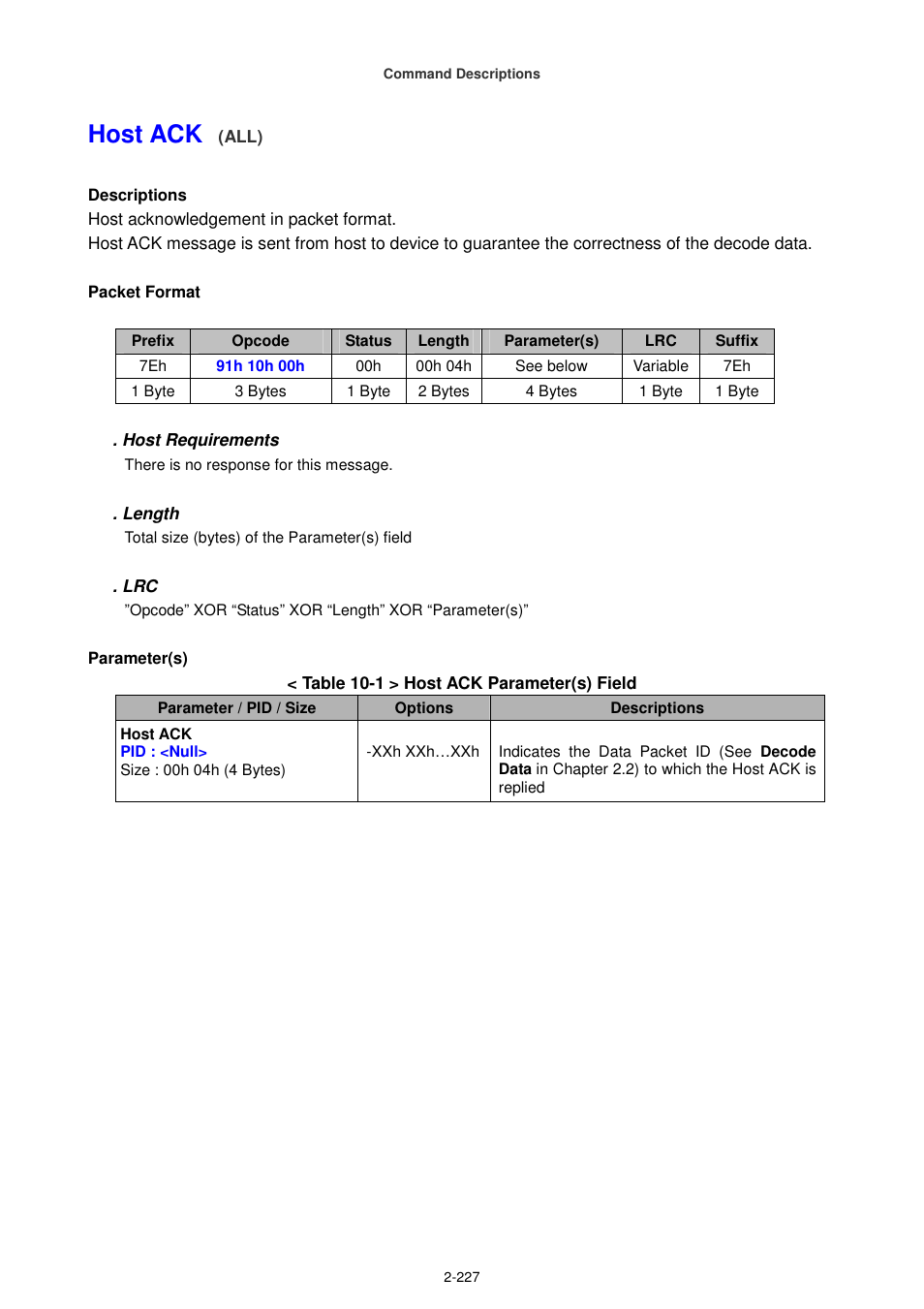 Host ack | Cino FA470 User Manual | Page 242 / 251