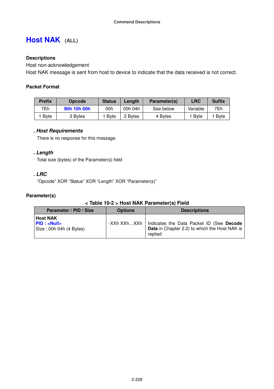 Host nak | Cino FA470 User Manual | Page 243 / 251