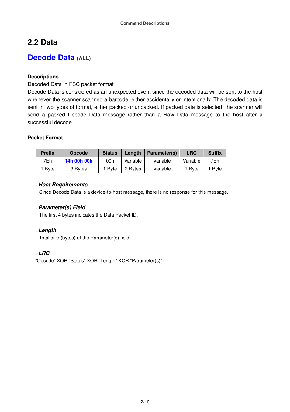 2 data decode data | Cino FA470 User Manual | Page 25 / 251