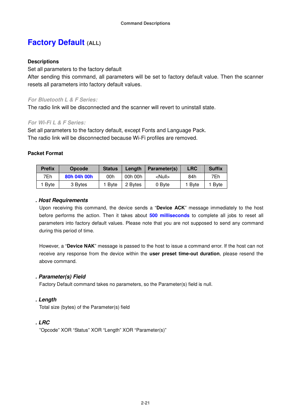 Factory default | Cino FA470 User Manual | Page 36 / 251