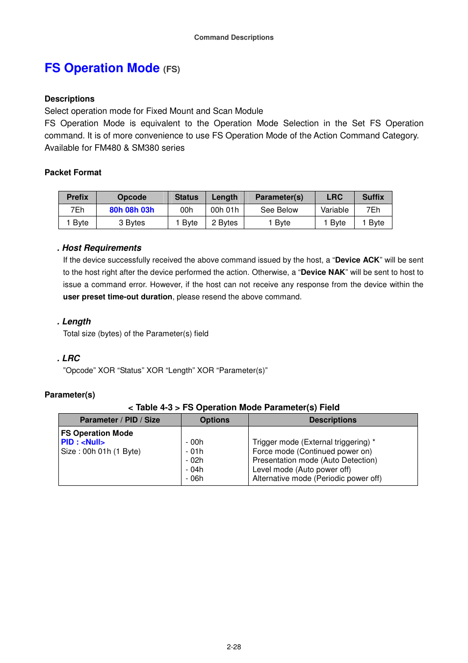 Fs operation mode | Cino FA470 User Manual | Page 43 / 251