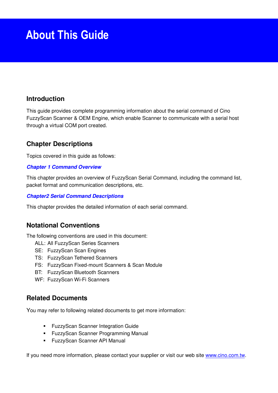 About this guide, Introduction, Chapter descriptions | Notational conventions, Related documents | Cino FA470 User Manual | Page 7 / 251