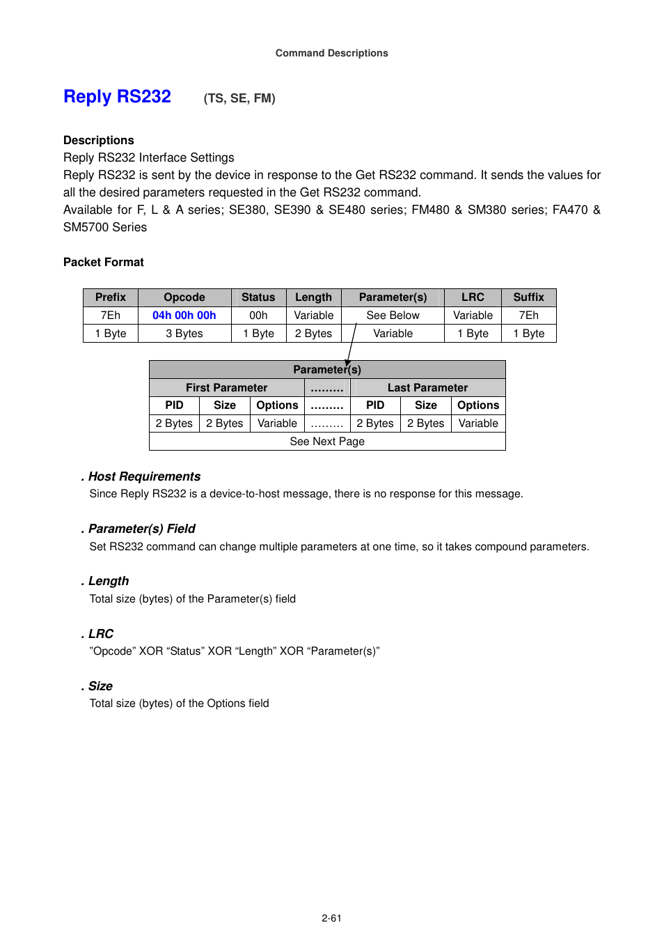 Reply rs232 | Cino FA470 User Manual | Page 76 / 251